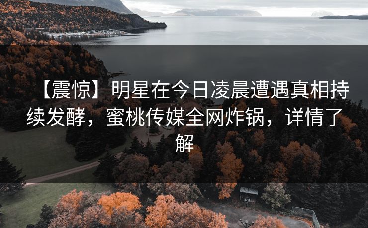 【震惊】明星在今日凌晨遭遇真相持续发酵，蜜桃传媒全网炸锅，详情了解