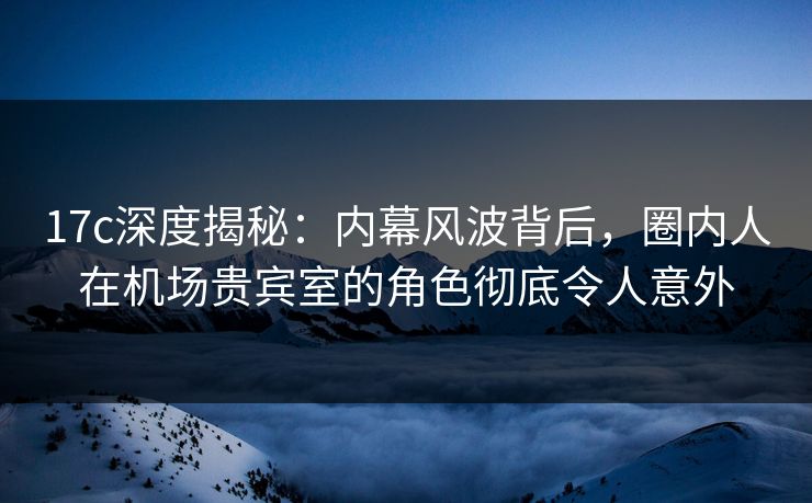 17c深度揭秘：内幕风波背后，圈内人在机场贵宾室的角色彻底令人意外  第1张