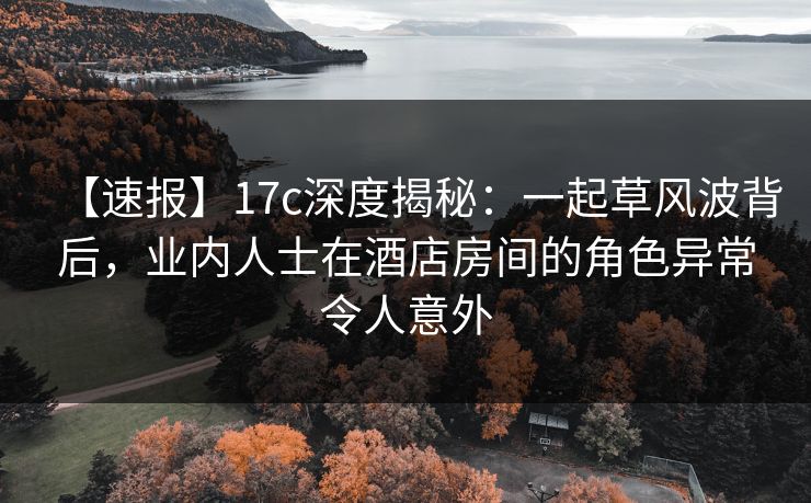 【速报】17c深度揭秘：一起草风波背后，业内人士在酒店房间的角色异常令人意外