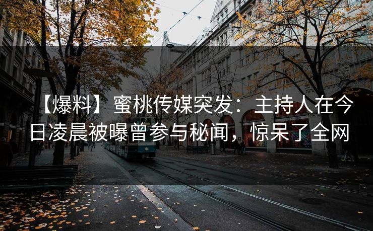 【爆料】蜜桃传媒突发:主持人在今日凌晨被曝曾参与秘闻,惊呆了全网
